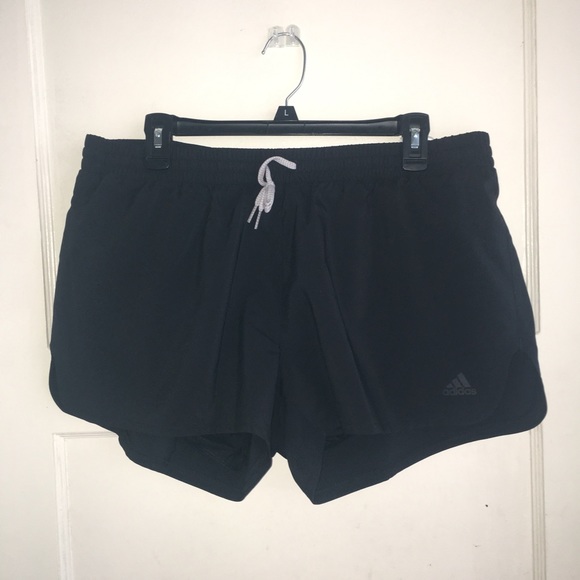 Adidas Black Woven Slit Shorts Built-in Briefs - Picture 3 of 7